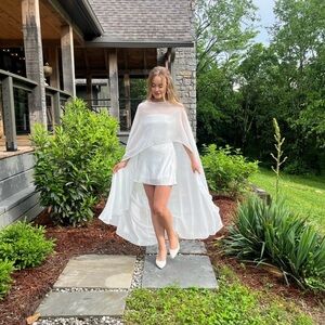 Elegant White Cape Dress